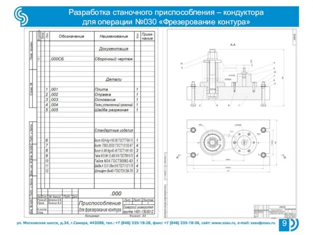 Разработка станочного приспособления – кондуктора для операции №030 «Фрезерование контура»