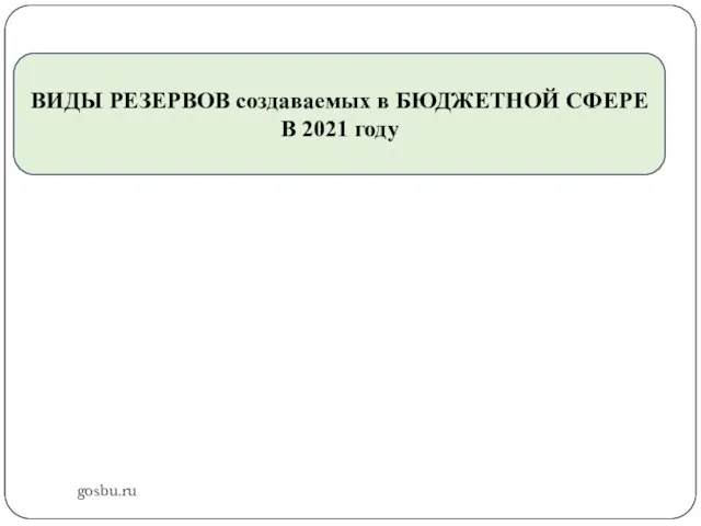 gosbu.ru ВИДЫ РЕЗЕРВОВ создаваемых в БЮДЖЕТНОЙ СФЕРЕ В 2021 году