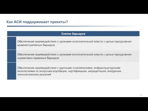 Как АСИ поддерживает проекты?