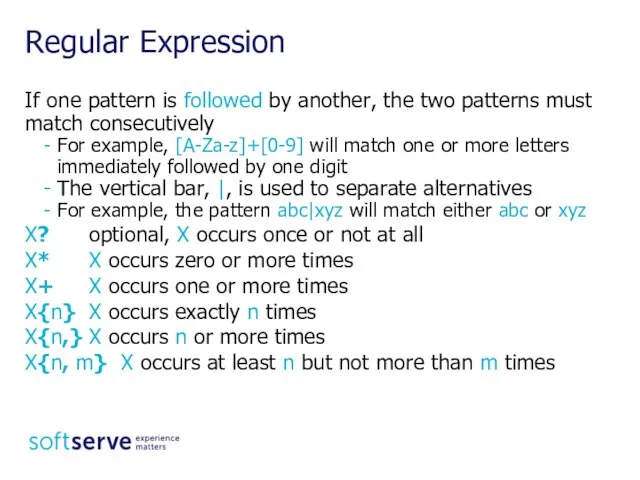 If one pattern is followed by another, the two patterns must