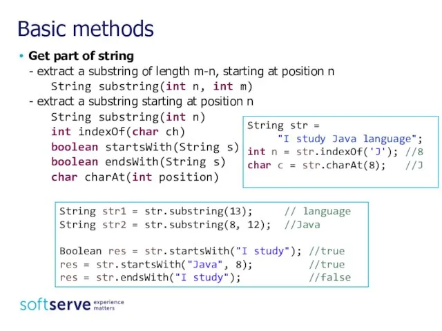 Basic methods Get part of string - extract a substring of