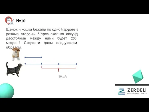 №10 Щенок и кошка бежали по одной дороге в разные стороны.