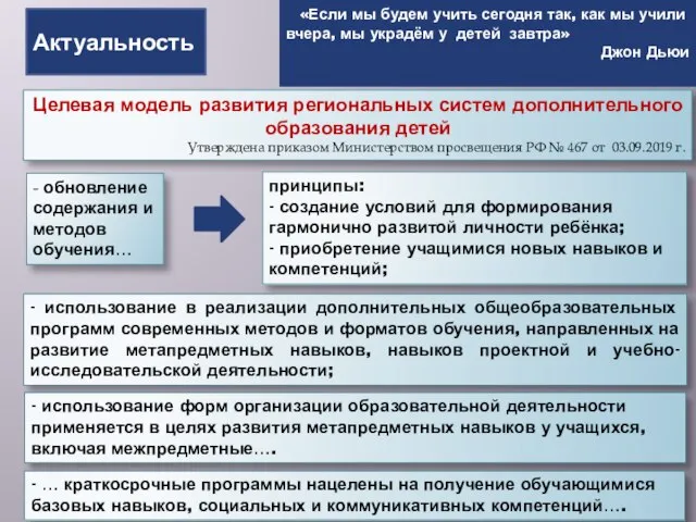 «Если мы будем учить сегодня так, как мы учили вчера, мы