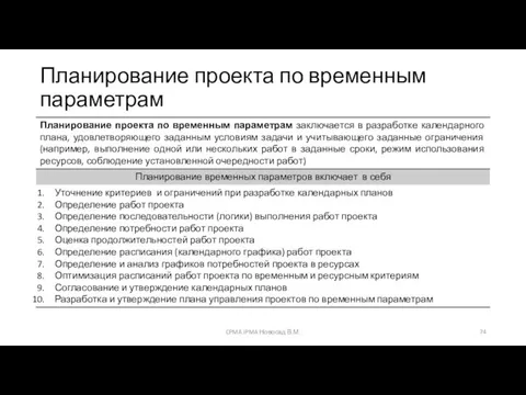 Планирование проекта по временным параметрам CPMA IPMA Новосад В.М.