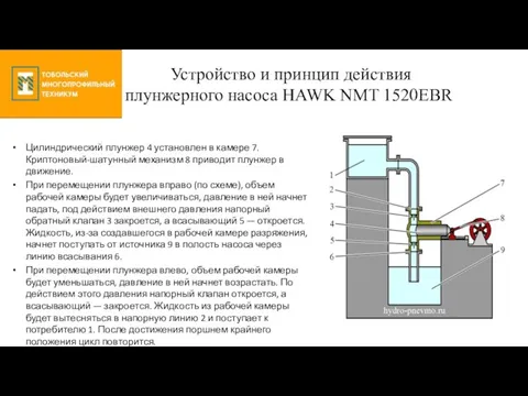 Устройство и принцип действия плунжерного насоса HAWK NMT 1520EBR Цилиндрический плунжер