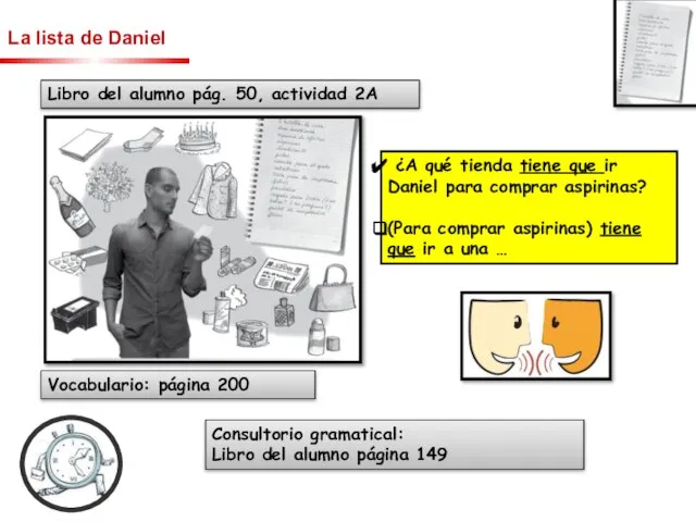 La lista de Daniel Libro del alumno pág. 50, actividad 2A