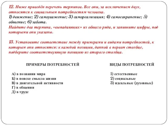 12. Ниже приведён перечень терминов. Все они, за исключением двух, относятся