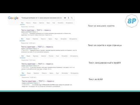 Текст из внешнего скрипта Текст из скрипта в коде страницы Текст,