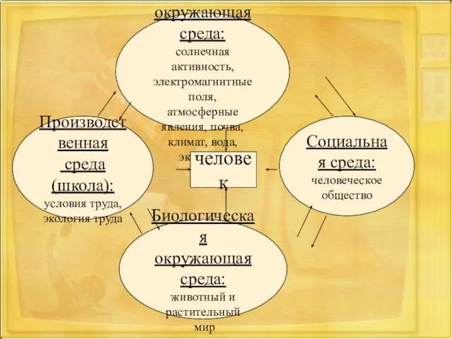Физическая окружающая среда: солнечная активность, электромагнитные поля, атмосферные явления, почва, климат,