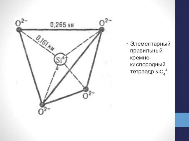 Элементарный правильный кремне-кислородный тетраэдр SiO44-