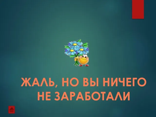 ЖАЛЬ, НО ВЫ НИЧЕГО НЕ ЗАРАБОТАЛИ