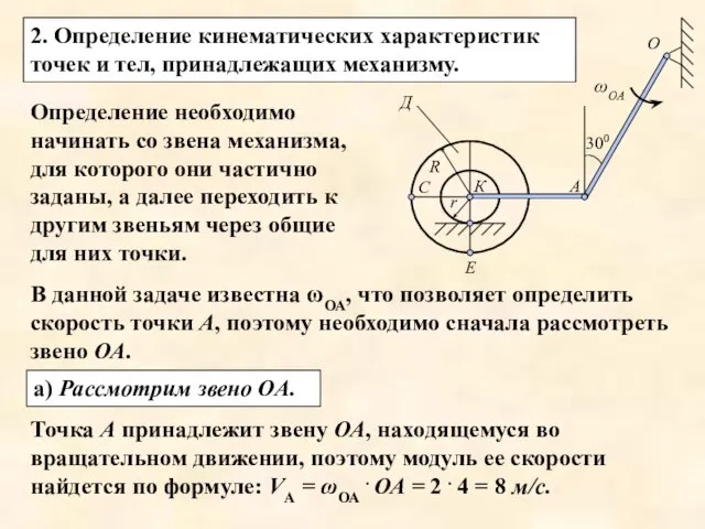 2. Определение кинематических характеристик точек и тел, принадлежащих механизму. Определение необходимо