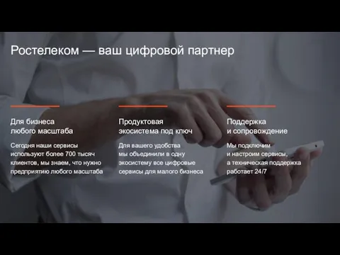 Ростелеком — ваш цифровой партнер Продуктовая экосистема под ключ Для вашего