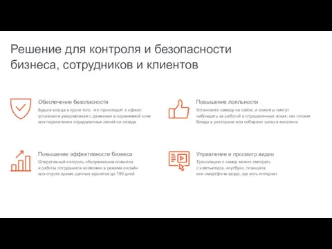 Решение для контроля и безопасности бизнеса, сотрудников и клиентов Обеспечение безопасности