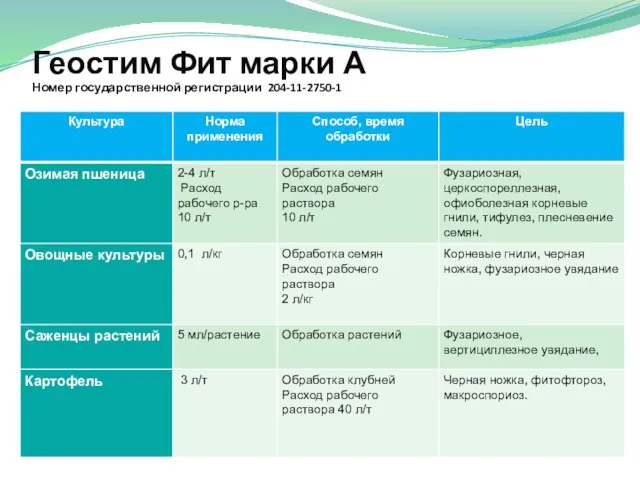 Геостим Фит марки А Номер государственной регистрации 204-11-2750-1