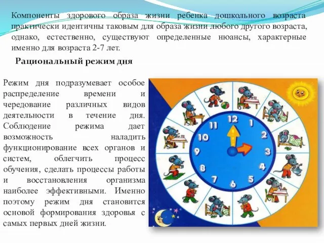 Компоненты здорового образа жизни ребенка дошкольного возраста практически идентичны таковым для