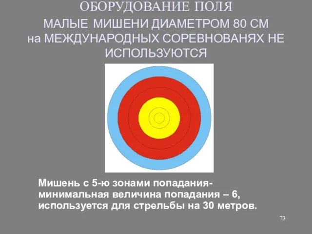 ОБОРУДОВАНИЕ ПОЛЯ МАЛЫЕ МИШЕНИ ДИАМЕТРОМ 80 СМ на МЕЖДУНАРОДНЫХ СОРЕВНОВАНЯХ НЕ