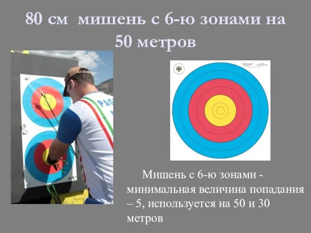 80 см мишень с 6-ю зонами на 50 метров Мишень с