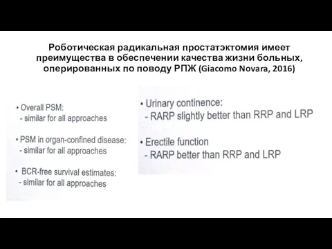 Роботическая радикальная простатэктомия имеет преимущества в обеспечении качества жизни больных, оперированных