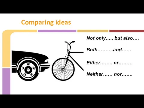 Comparing ideas Not only….. but also…. Both……….and…… Either…….. or……… Neither…… nor…….