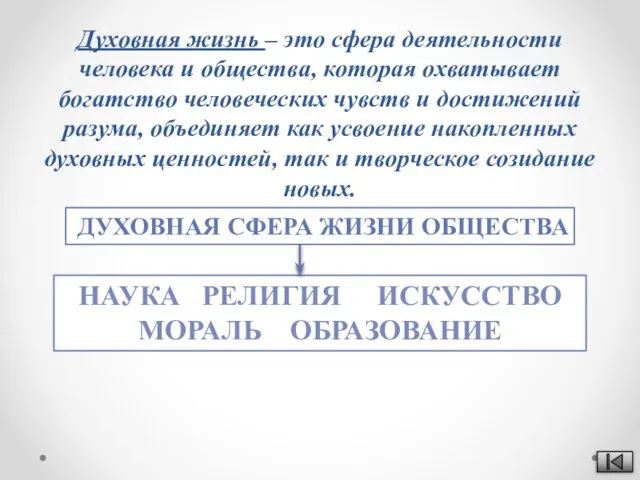 Духовная жизнь – это сфера деятельности человека и общества, которая охватывает