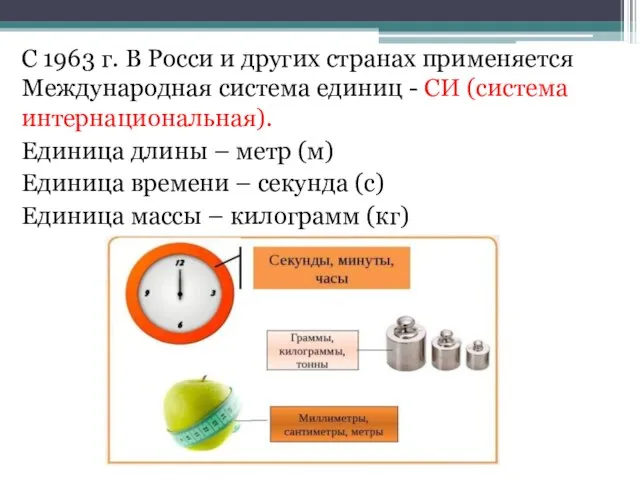 C 1963 г. В Росси и других странах применяется Международная система