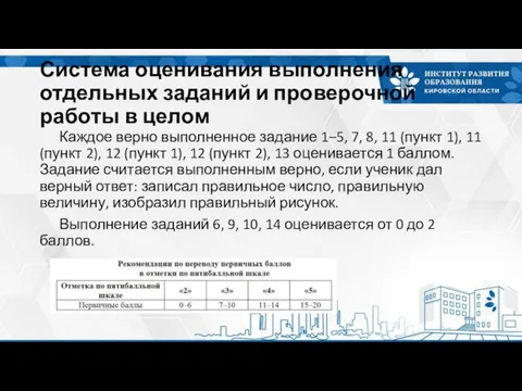 Система оценивания выполнения отдельных заданий и проверочной работы в целом Каждое