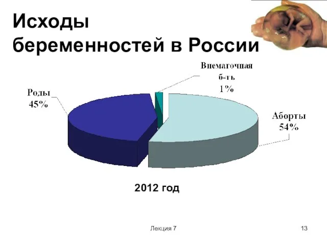 Лекция 7 Исходы беременностей в России 2012 год