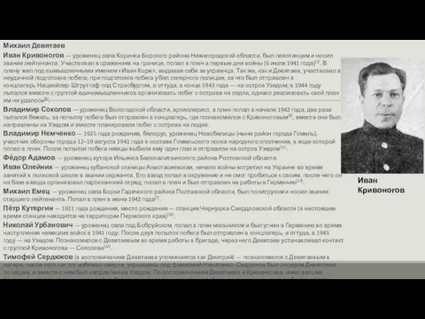 Михаил Девятаев Иван Кривоногов — уроженец села Коринка Борского района Нижегородской