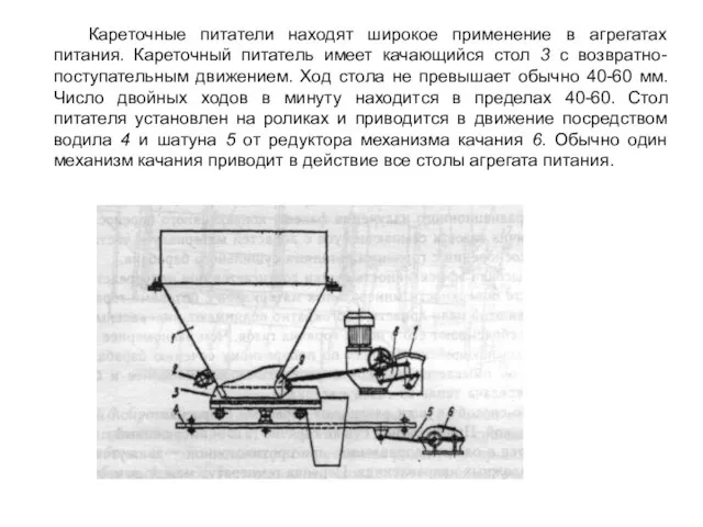 Кареточные питатели находят широкое применение в агрегатах питания. Кареточный питатель имеет