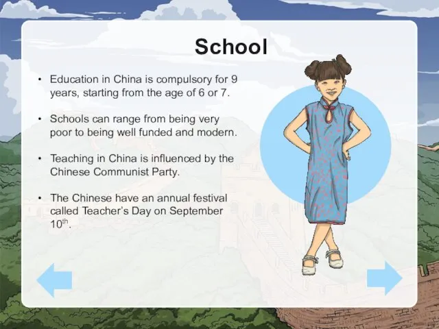 School Education in China is compulsory for 9 years, starting from