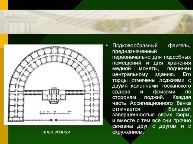 Подковообразный флигель, предназначенный первоначально для подсобных помещений и для хранения медной