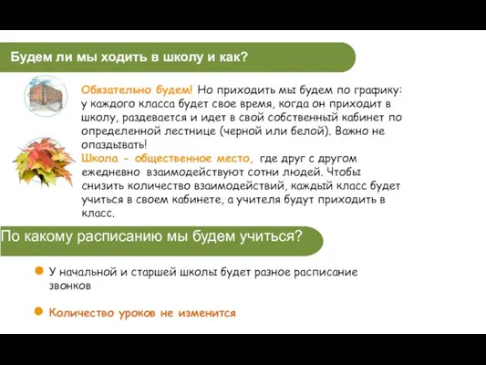 По какому расписанию мы будем учиться? Будем ли мы ходить в