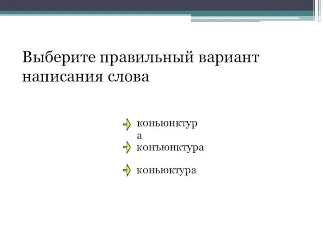 Выберите правильный вариант написания слова коньюнктура конъюнктура коньюктура