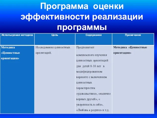 Программа оценки эффективности реализации программы