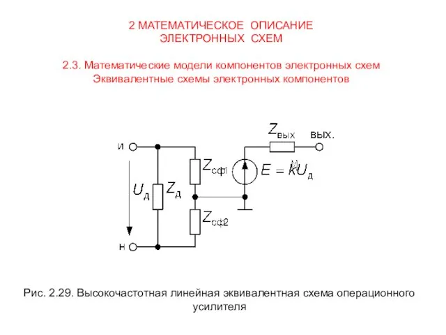 2 МАТЕМАТИЧЕСКОЕ ОПИСАНИЕ ЭЛЕКТРОННЫХ СХЕМ 2.3. Математические модели компонентов электронных схем