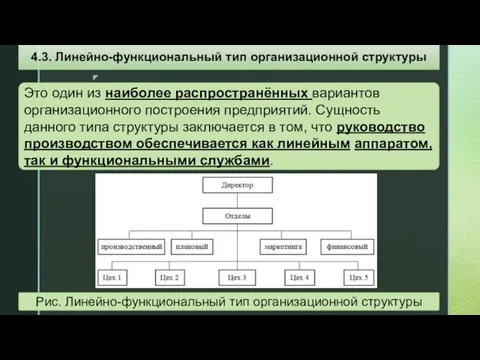 Это один из наиболее распространённых вариантов организационного построения предприятий. Сущность данного