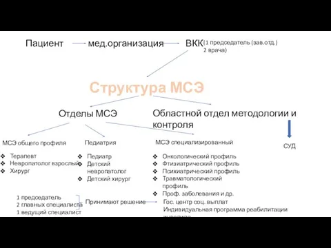 Структура МСЭ Отделы МСЭ Областной отдел методологии и контроля МСЭ общего