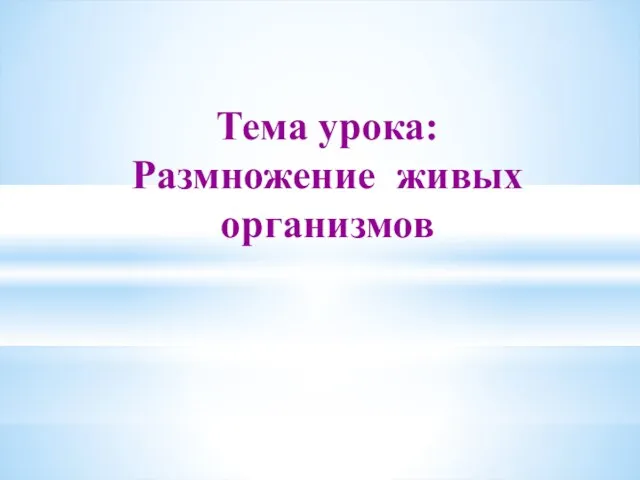 Тема урока: Размножение живых организмов