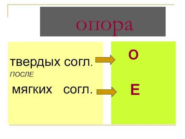 опора твердых согл. ПОСЛЕ мягких согл. О Е