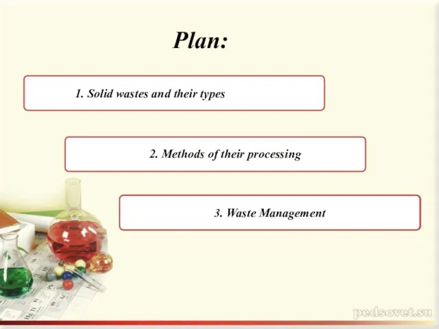 1. Solid wastes and their types 3. Қалдықтарды жою шаралары 2.