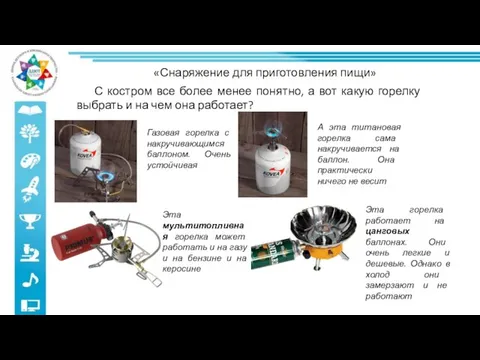 «Снаряжение для приготовления пищи» С костром все более менее понятно, а