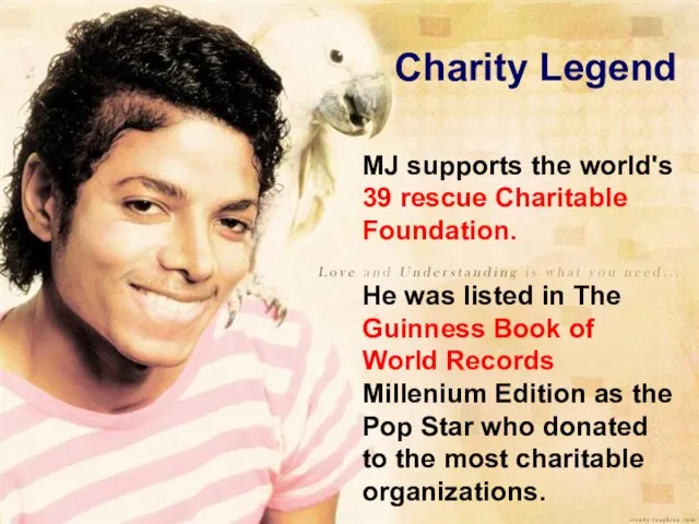 Charity Legend MJ supports the world's 39 rescue Charitable Foundation. He