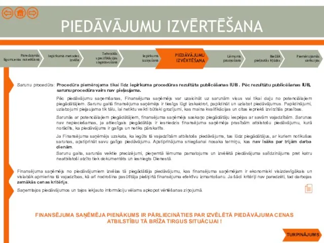 PIEDĀVĀJUMU IZVĒRTĒŠANA Sarunu procedūra: Procedūra piemērojama tikai līdz iepirkuma procedūras rezultāta