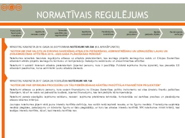 NORMATĪVAIS REGULĒJUMS MINISTRU KABINETA 2014.GADA 30.SEPTEMBRA NOTEIKUMI NR.598 (6.5.APAKŠPUNKTS) “NOTEIKUMI PAR