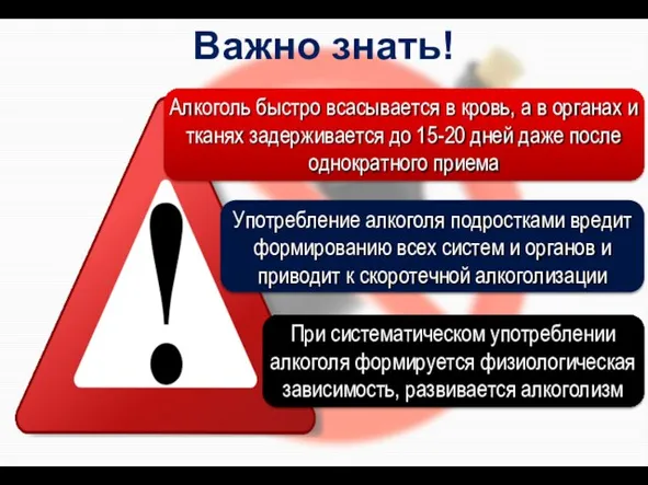 Важно знать! Алкоголь быстро всасывается в кровь, а в органах и