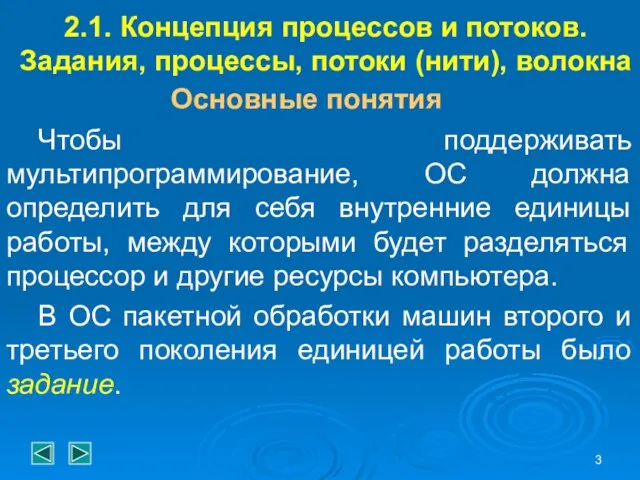 2.1. Концепция процессов и потоков. Задания, процессы, потоки (нити), волокна Основные