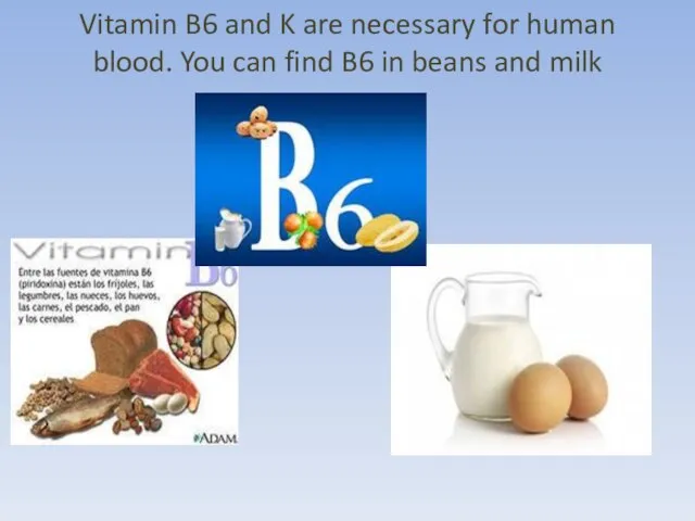 Vitamin B6 and K are necessary for human blood. You can