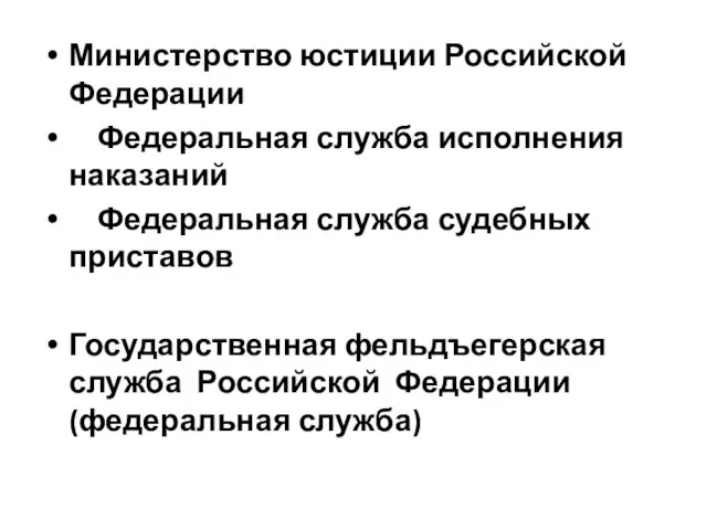 Министерство юстиции Российской Федерации Федеральная служба исполнения наказаний Федеральная служба судебных