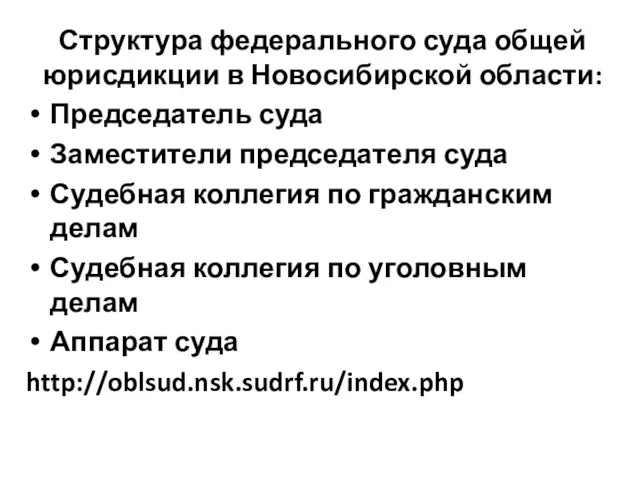 Структура федерального суда общей юрисдикции в Новосибирской области: Председатель суда Заместители